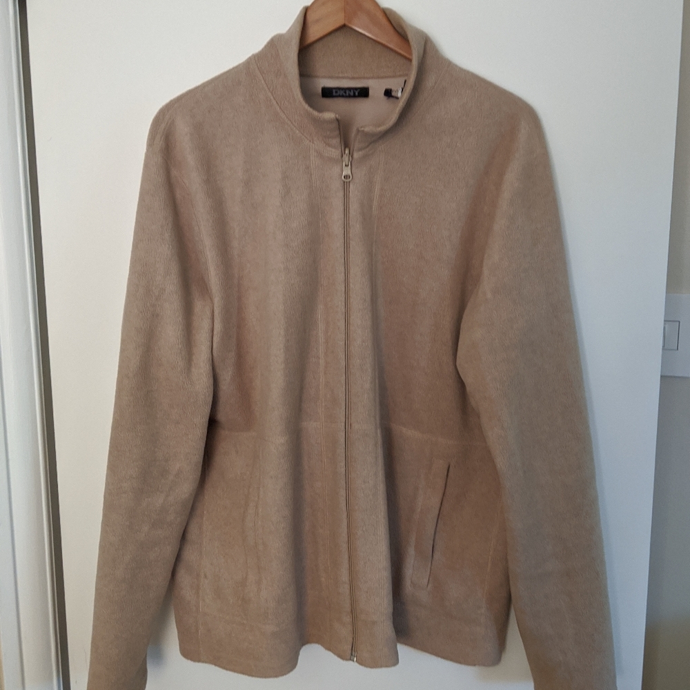 DKNY tan fleece jacket size large